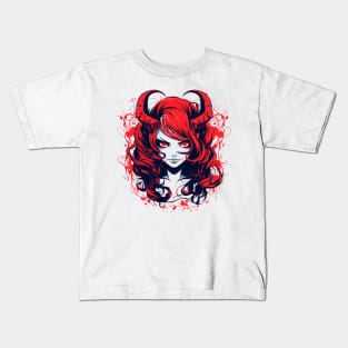 Anime Demon Girl Design Kids T-Shirt